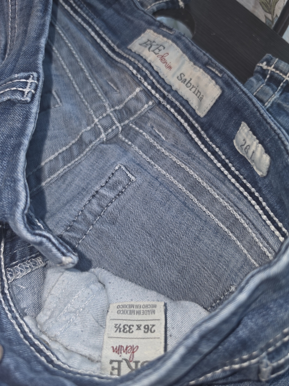 BKE Women's Blue Jeans with Whipstitch Detailing - Picture 2 of 3